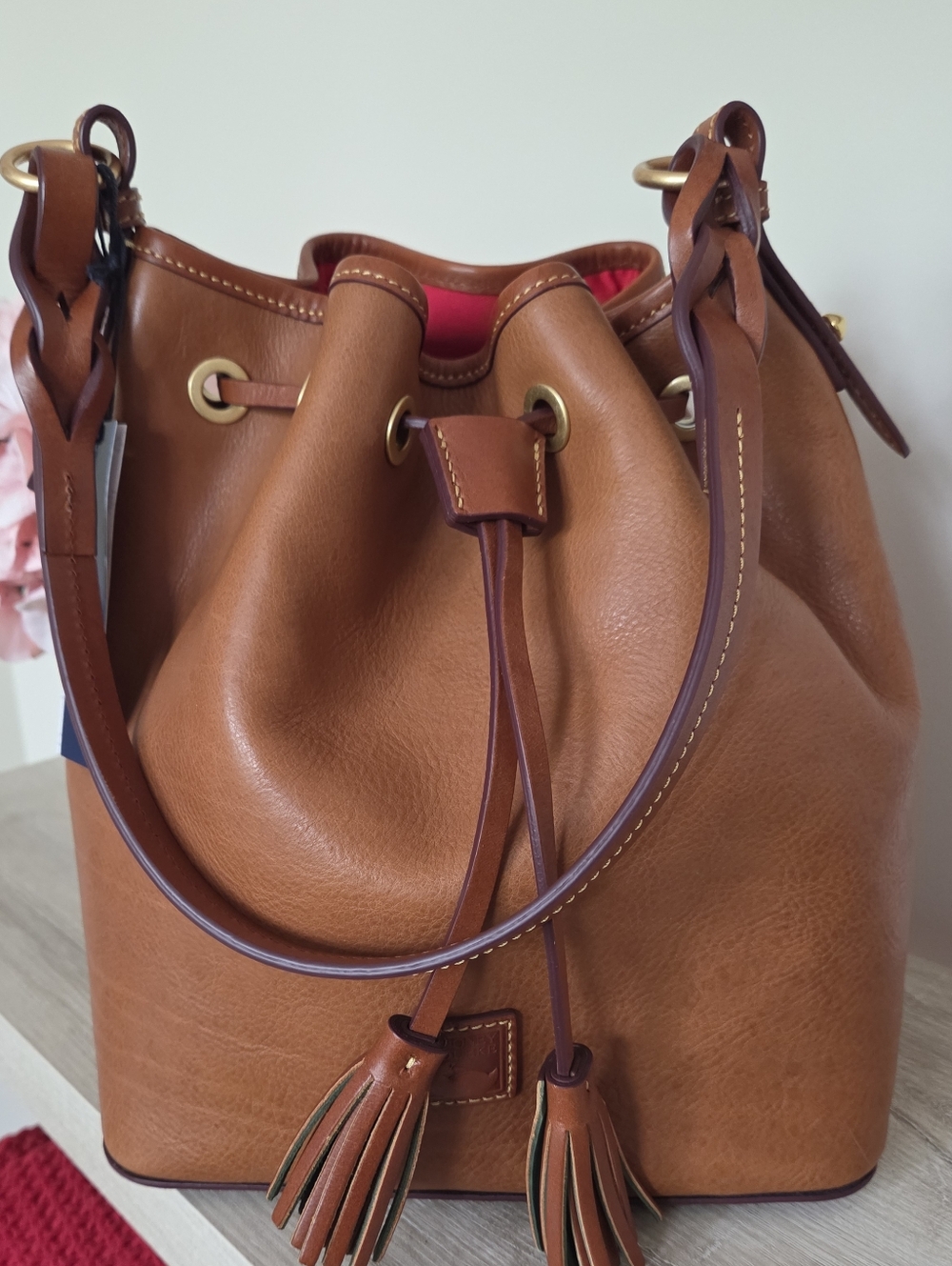 Dooney and Bourke Florentine Tasha Drawstring Shoulder Bag Natural